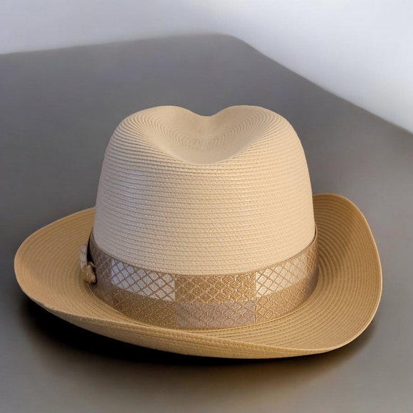 Stetson Andover Florentine Milan braid hat Ivory Conjiac Vintage never worn - Picture 7 of 12